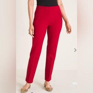 Chicos So Slimming Juliet Side-Vent Ankle Pants Size M Red Stretch Casual Office